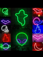 Halloween Bat Spirit LED Neon Wall Decor for Party Gift - Terrifying Atmosphere - USB or Battery Powered
